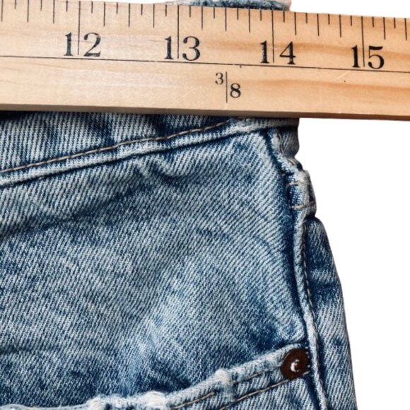 Zara Jeans, High Waist Ankle Distressed Straight Legs Button Fly Raw Hem, size 6 - Picture 7 of 10